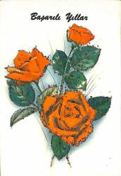 Simli Yeni Yıl Yılbaşı Kartpostal KRT18077 - Gökçe Koleksiyon