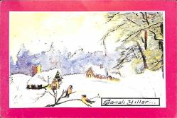 Simli Yılbaşı Yeni Yıl Kartpostal KRT18297