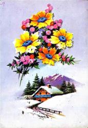 Simli Yılbaşı Yeni Yıl Kartpostal KRT18305