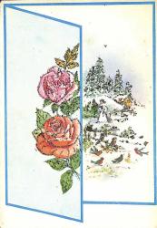 Simli Yılbaşı Yeni Yıl Kartpostal KRT18325