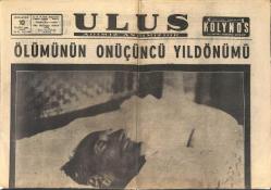 Ulus Gazetesi 10 Kasım 1951 - Mustafa Kemal Atatürk'ün Ölümünün Onüçüncü Yıldönümü, Arka Kapak Gençliğe Hitabe GZ134709