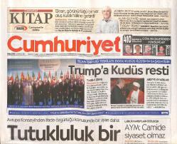 Cumhuriyet Gazetesi 14 Aralık 2017 - Trump' a Kudüs Resti - Avrupa Konseyi: Tutukluk Bir İstisna Olmalı GZ135365
