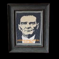 Mustafa Kemal Atatürk El İşi Boncuk İşleme Tablo ( Çerçeveli ) SNL1