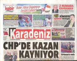 Karadeniz Gazetesi 23 Kasım 2015 - CHP'DE Kazan Kaynıyor - Beşiktaş Zirveyi Bırakmadı - Satranç Gibi Bir Maç Oldu GZ136085