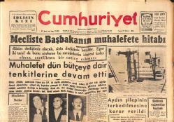 Cumhuriyet Gazetesi 21 Şubat 1958 - Mecliste Başbakan'ın Muhalefete Hitabı - Orman Suçlarının Affına Dair Tasarının Esasları! GZ139243