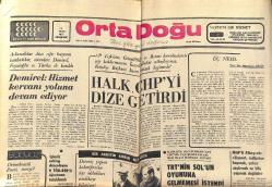 Orta Doğu Gazetesi 6 Ocak 1977 - Halk CHP'yi Dize Getirdi - TRT'nin Solun Oyununa Gelmemesi İstendi - Beşiktaş'ta Suçlu Kim GZ139165