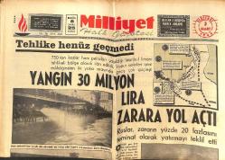 Milliyet Gazetesi 3 Mart 1966 - Yangın 30 Milyon Lira Zarara Yol Açtı - İzmir'deki Kula Dokuma İşçileri Grevi Sona Erdi! GZ140301