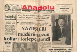 Bizim Anadolu Gazetesi 4 Ocak 1973 - Yazı İşleri Müdürümüzün Kolları Kelepçelendi - Bozbeyli: Kimse Anayasa Dışı Yetkiyi Kullanamaz GZ140689