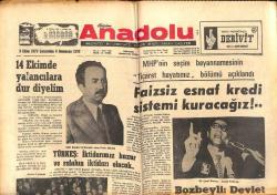 Bizim Anadolu Gazetesi 3 Ekim 1973 - Amerika, İsrail'in Suç Ortağıdır - Kesme Şeker Karaborsa Satılıyor GZ140759