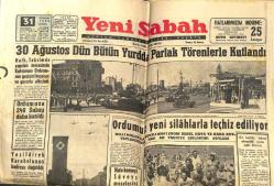 Yeni Sabah Gazetesi 31 Ağustos 1956 - Reşat Feyzi Toprağa Verldi - Türk Milli Takımı Voleybolda Kuzey Kore'ye 3-2 Yenildi GZ142198