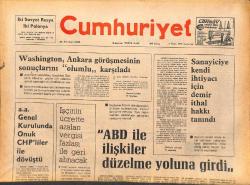 Cumhuriyet Gazetesi 1 Nisan 1978 - ABD İle İlişkiler Düzelme Yoluna Girdi - Washington, Ankara Görüşmesinin Sonuçlarını Olumlu Karşıladı! GZ143226