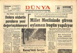 Dünya Gazetesi 22 Aralık 1971 - Dolara Nisbetle Paraların Yeni Değeri Açıklanıyor - Çayın Paketi Elli Kuruş Ucuzlatıldı GZ143683