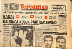 Tercüman Gazetesi 8 Mayıs 1968 - Baraj Kalkınca Küçük Partiler Sevindi - Fenerbahçe, Olimpia İle Bugün Karşılaşıyor! GZ144714