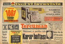 Tercüman Gazetesi 13 Kasım 1972 - Bakan Arar da CHP'den Ayrıldı - Hükümet Ve Partiler İçin Karar Haftası GZ145058