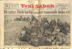 Yeni Sabah Gazetesi 19 Kasım 1950 - İlk Zafer: Türk Birliği Çeteleri Tamamile İmha Etti - Kore'deki Subay Ve Erlerimiz Ne Diyorlar GZ146763
