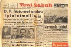 Yeni Sabah Gazetesi 26 Aralık 1949 - Adnan Menderes'in İktidara Hücumu - Barışa Hasret Müslüman Şehir: Kudüs GZ146802