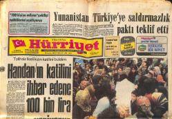 Hürriyet Gazetesi 18 Nisan 1976 - Handan'ın Katilini İhbar Edene 100 Bin Lira Veriyoruz - Yunanistan Türkiye'ye Saldırmazlık Paktı Teklif Etti GZ147045