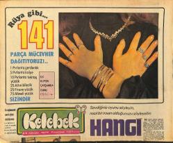 Hürriyet Gazetesi Kelebek Eki 29 Nisan 1974 - Yeşilçam Kış Uykusundan Uyandı * Yıldız Kenter-Tarık Akan GZ147323