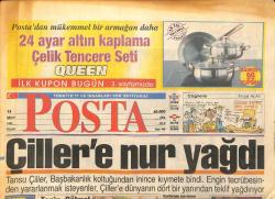 Posta Gazetesi 14 Nisan 1996 - Çiller'e Nur Yağdı - Aydın Bolak ABD'de Tedavide GZ147982