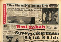 Yeni Sabah Gazetesi 4 Kasım 1956 - Süveyş Çıkartması Akim Kaldı - İsrail Port Saide Yürüyor GZ148341