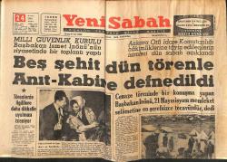 Yeni Sabah Gazetesi 24 Mayıs 1963 - Beş Şehit Dün Törenle Anıtkabir'e Defnedildi - İtalya'da Milan'ın Zaferi Kutlanıyor GZ148643