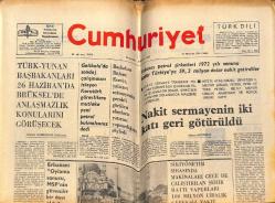 Cumhuriyet Gazetesi 21 Haziran 1974 - Haliç Köprüsü 1 Ağustos'ta Çevre Yolları 29 Ekim'de Açılacak GZ148816