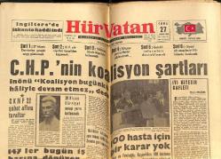 Hür Vatan Gazetesi 27 Nisan 1962 - CHP'nin Koalisyon Şartları - Fenerbahçe 3 Büyüklerin Toplantısına Katılmadı - Kennedy'nin Büyük Başarısı GZ148965