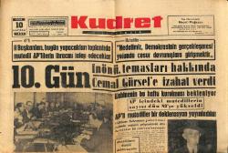 Kudret Gazetesi 10 Haziran 1962 - Toprak Reformu Kanun Tasarısı Başbakanlıkta - Başkan Kennedy Bop Hope'a Altın Madalya Verecek GZ150056