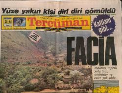 Tercüman Gazetesi 24 Haziran 1988 - Çatak Köyü'nde Tonlarca Toprak Yola İndi , Otobüsler Ve Evler Yok Oldu GZ150319