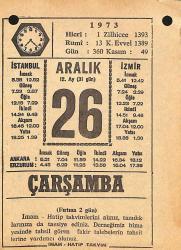26 Aralık 1973 Takvim Yaprağı - Doğum Günü Hediyesi EFMN13661
