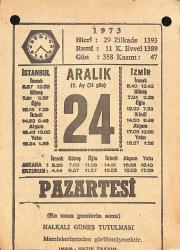 24 Aralık 1973 Takvim Yaprağı - Doğum Günü Hediyesi EFMN13663