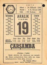 19 Aralık 1973 Takvim Yaprağı - Doğum Günü Hediyesi EFMN13668