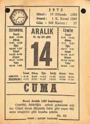 14 Aralık 1973 Takvim Yaprağı - Doğum Günü Hediyesi EFMN13673