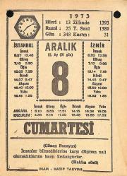 8 Aralık 1973 Takvim Yaprağı - Doğum Günü Hediyesi EFMN13678