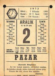 2 Aralık 1973 Takvim Yaprağı - Doğum Günü Hediyesi EFMN13684