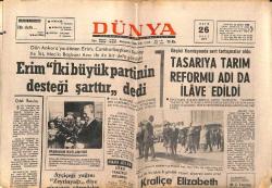 Dünya Gazetesi 26 Ekim 1971 - Kraliçe Elizabeth Türkiye'den Ayrıldı - Fenerbahçe'de Sert Tedbirler Alınıyor GZ151060