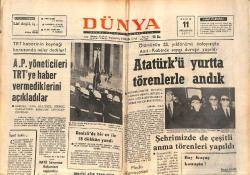 Dünya Gazetesi 11 Kasım 1971 - Atatürk Yurtta Törenle Anıldı - Mine Mutlu 150 Bin Liraya Kostüm Almaya Paris'e Gitti GZ151074