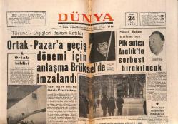 Dünya Gazetesi 24 Kasım 1970 - Pik Satışı Aralık'ta Serbest Bırakılacak - İstanbul TV'sini Almanlar Yapacak GZ151306
