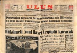 Ulus Gazetesi 17 Şubat 1965 - Hükümeti, Suat Hayri Ürgüplü Kuracak - Grivas, Türk Mevzilerini Yıktıracağını Söyledi GZ151568