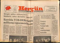 Hergün Gazetesi 27 Mart 1978 - Karadeniz Tütün Piyasası 75 Lira Baş Fiyatla Açılıyor - Ecevit'in TOB-DER'e Ödülü Milliyetçi Öğretmen Kıyımı GZ151877