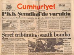 Cumhuriyet Gazetesi 31 Ağustos 1992 - PKK Şemdinli'de Vuruldu - SHP'de Ayrılık Rüzgarları GZ151976