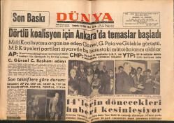 Dünya Gazetesi 18 Ekim 1961 - Kruşçef '' Harp Kaçınılmaz Değildir '' dedi - Dörtlü Koalisyon İçin Ankara'da Temaslar Başladı GZ152475