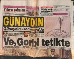 Günaydın Gazetesi 24 Aralık 1989 - Ve , Gorbi Tetikte - Ekranda Michael Jackson Fırtınası GZ152926