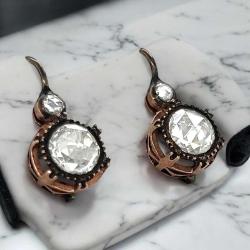 Antika 8 Ayar Elmas Tek Taş Küpe ELM156 #50.02