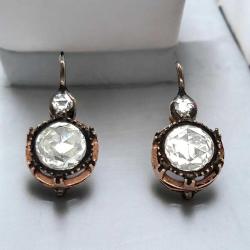 Antika 8 Ayar Elmas Tek Taş Küpe ELM156 #50.02