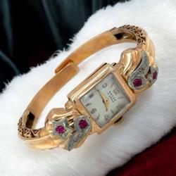 Vintage Nacar 18 Ayar Altın Elmas ve Yakut Taşlı Kurmalı Bayan Kol Saati – 28.22g | Antika / Koleksiyonluk ELM366 #35.74