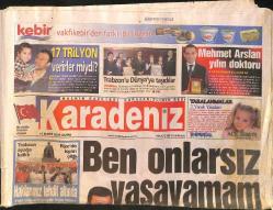 Karadeniz Gazetesi 14 Mart 2008 - Mehmet Arslan Yılın Doktoru Seçildi - Eski Başkan Hüseyin Ateş Hayatını Kaybetti GZ154497