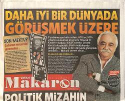 Vatan Gazetesi Makaron Eki 13 Ekim 2015 - Büyük Sanatçı Levent Kırca'yı Kaybettik - 50 Cent'in İstanbul Konseri GZ154740
