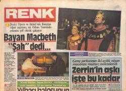 Milliyet Gazetesi Renk Eki 11 Aralık 1984 - Bayan Macbeth Şah Dedi - Zerrin Özer'in Aşkı İşte Bu Kadar GZ156089