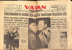 Vatan Gazetesi 3 Haziran 1960 - Anayasa İçin İzahat Verildi - Kromit Şirketi Yolsuzluğu 75 Milyon Lira GZ155954